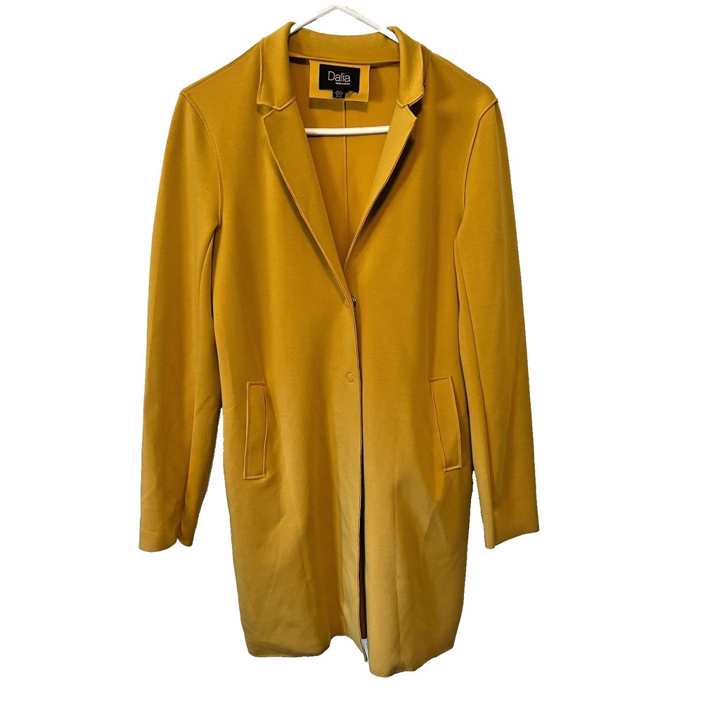 Dalia Trench Coat Jacket Slash Pockets Mustard Yellow Butter Soft Size Medium